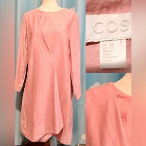 COS pink asymmetrical draped cotton dress. 12